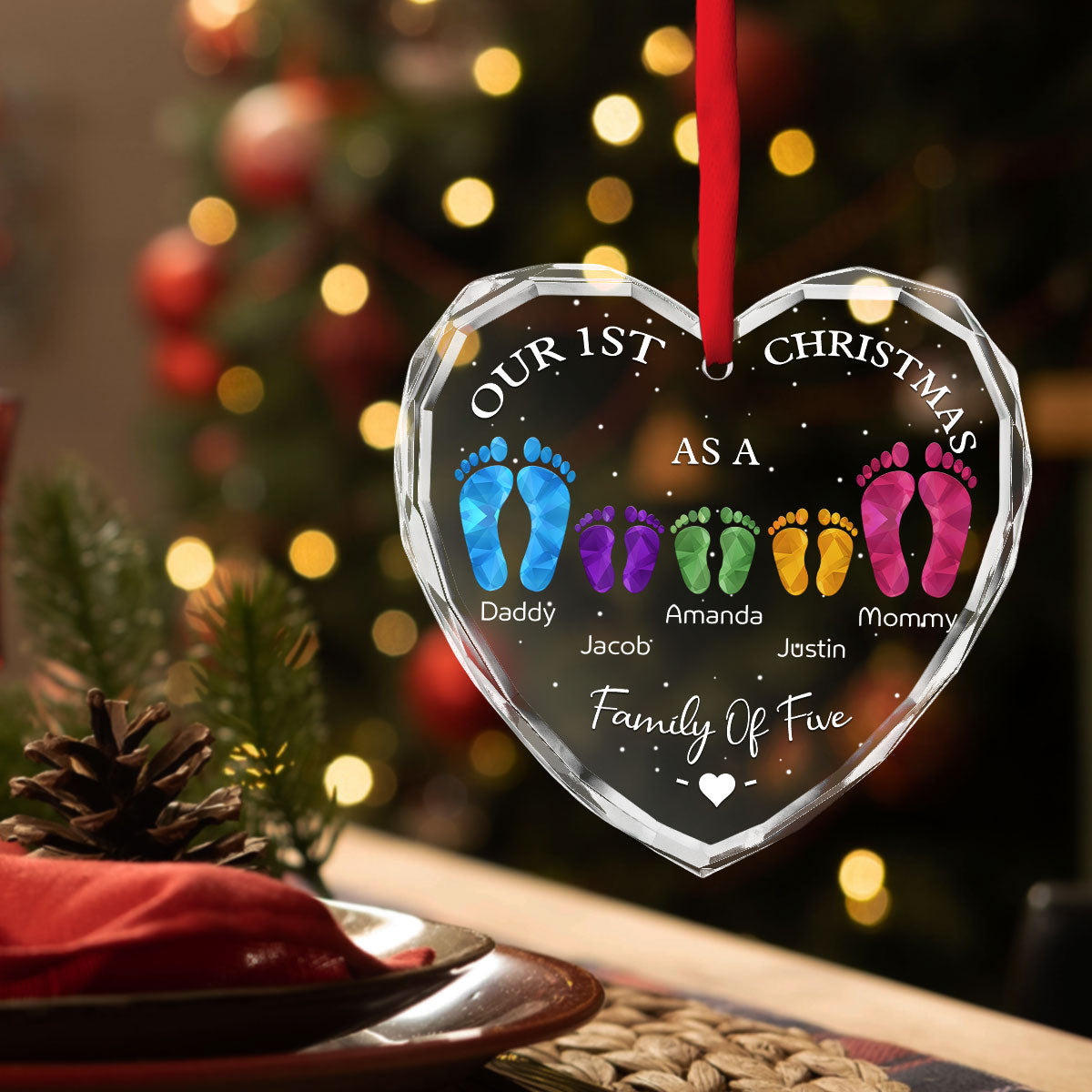 First Christmas As A Family - Personalized Glass Ornament