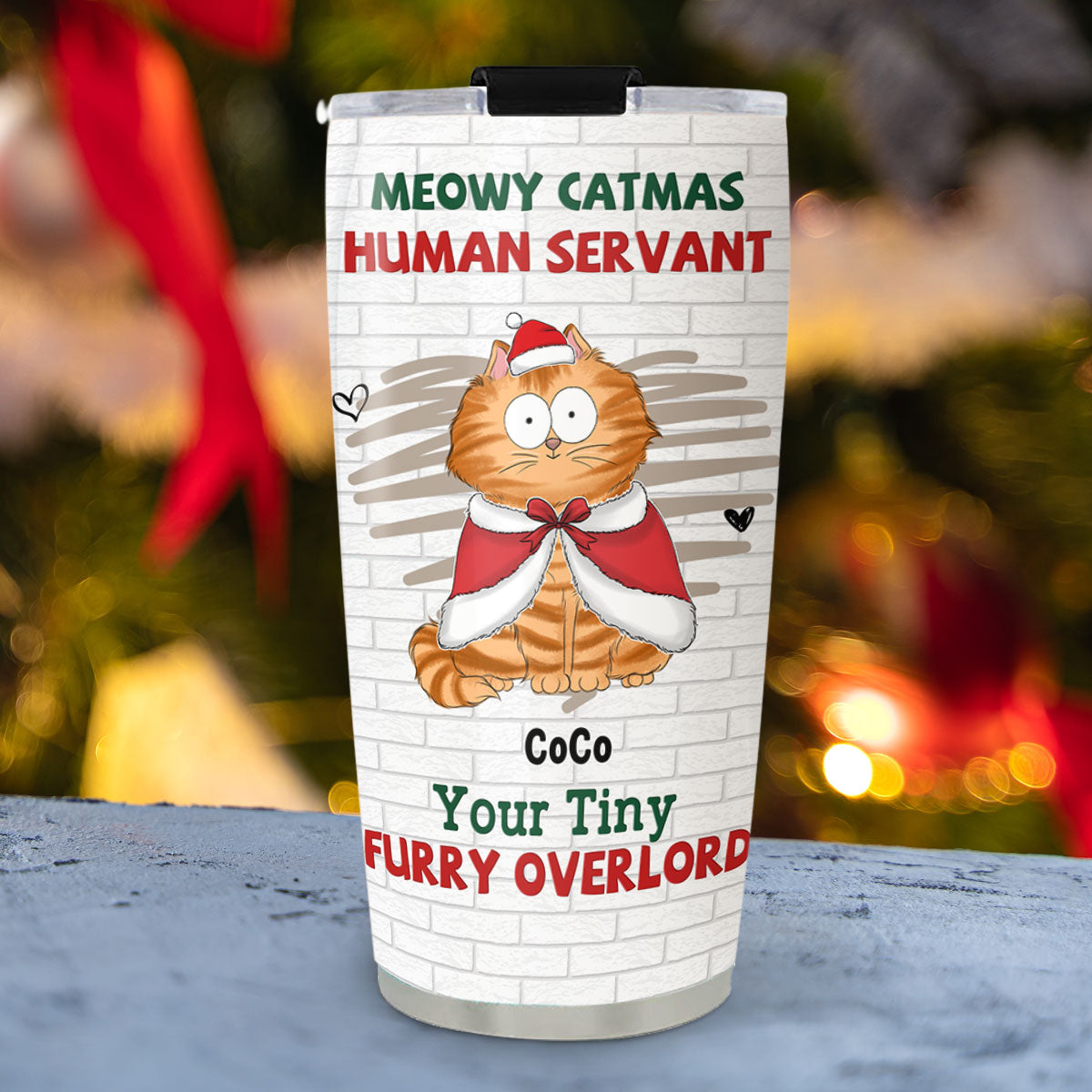 Custom Mother's day Birthday Gifts For Pet Mom, Pet Lovers • Tiny Cat Overlord Christmas - Personalized Tumbler
