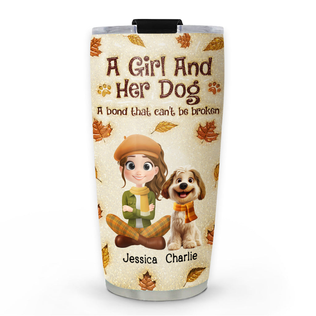 Custom Christmas Birthday Gifts For Dog Mom, Dog Lovers • A Girl And Her Dog Autumn - Personalized 3D Inflated Effect Tumbler