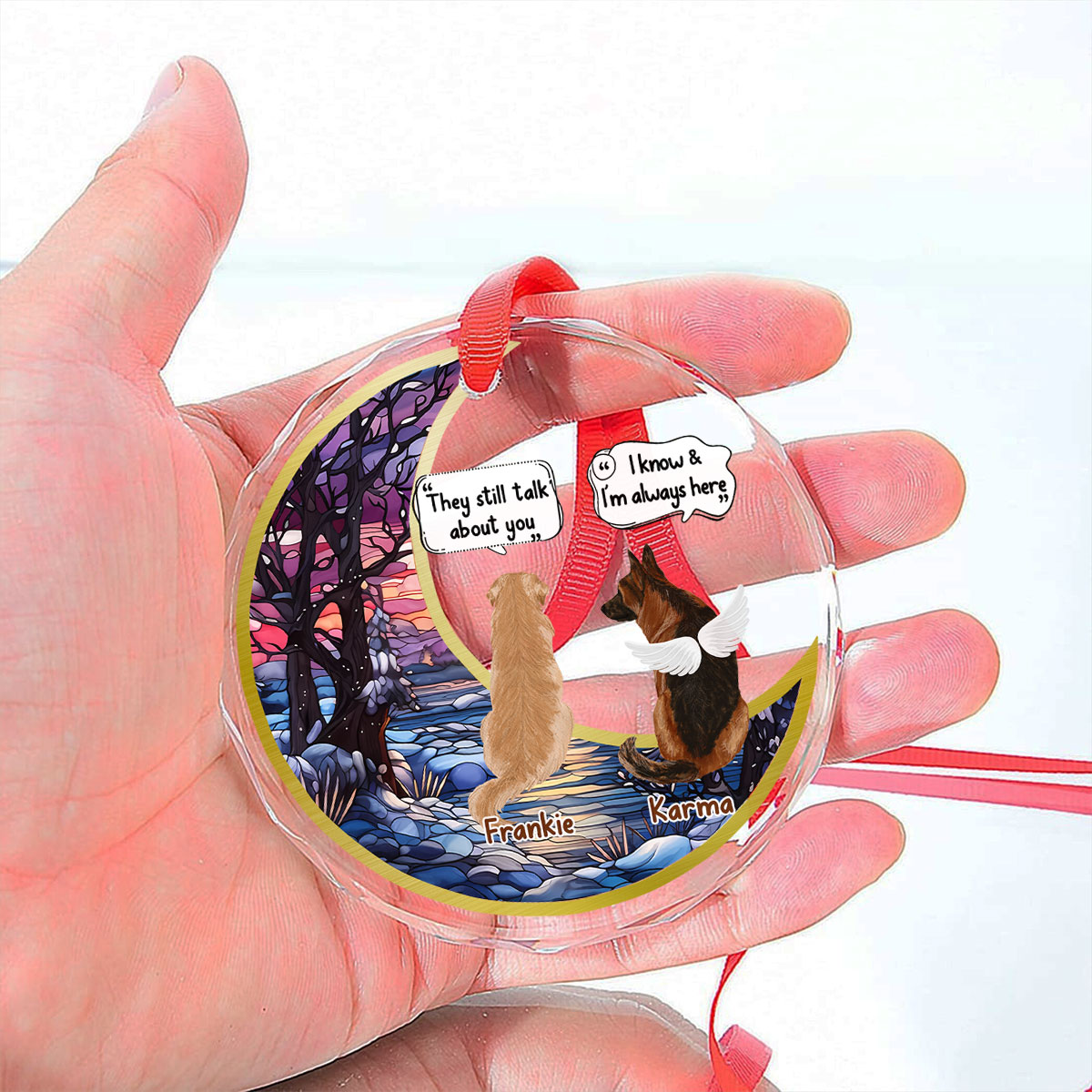 Custom Christmas Memorial Sympathy Gifts For Dogs, Cats • They Still Talk About You - Personalized Glass Ornament