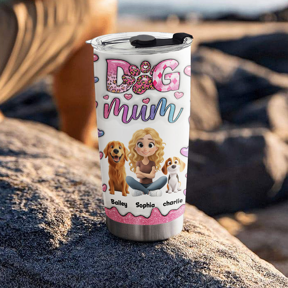 Custom Christmas Birthday Gifts For Dog Mom, Dog Lovers • Sparkle With You - Personalized 3D Inflated Effect Tumbler
