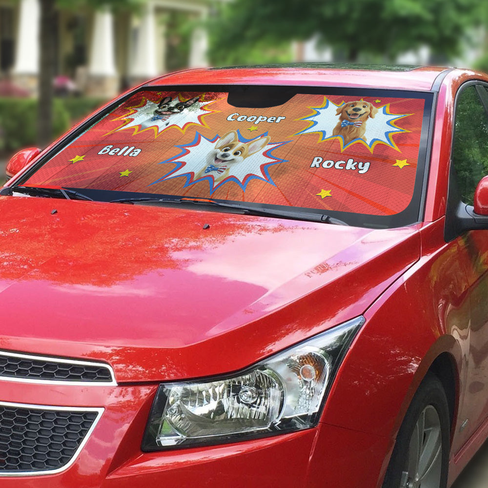 Custom Christmas Birthday Gifts Car Accessories for Dog Parents • Hang Out With Me - Personalized Car Sunshade