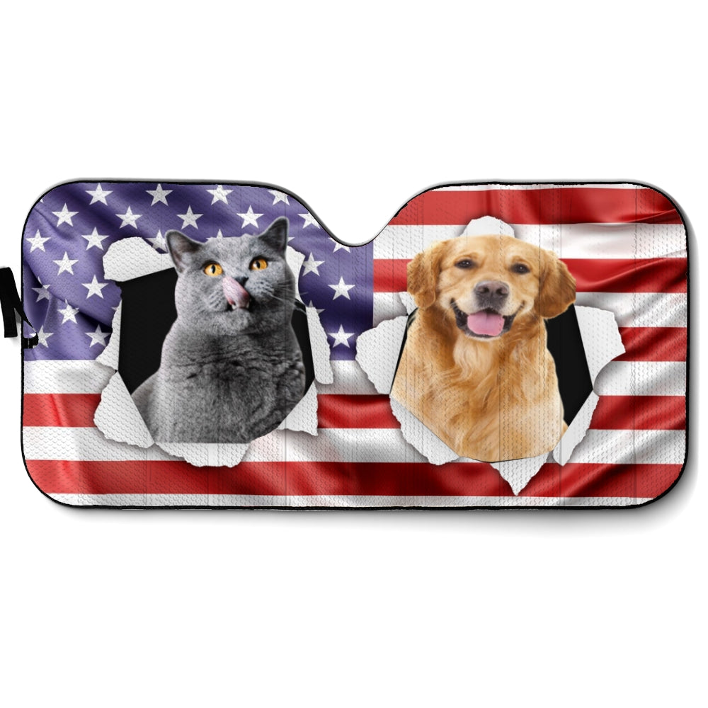 God Bless Our America Photo - Personalized Car Sunshade