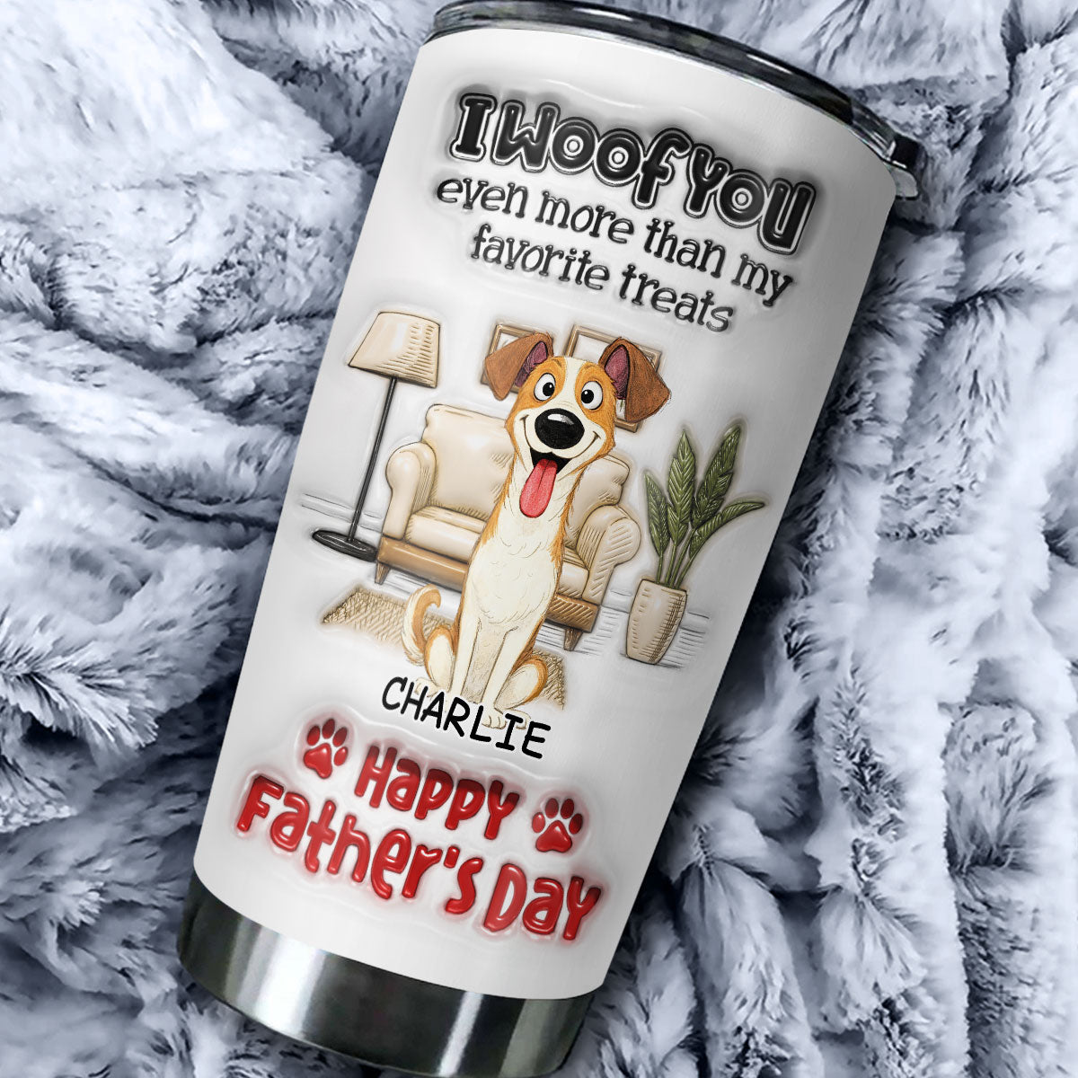 Custom Father's day Birthday Gifts For Dog Dad, Dog Lovers • Even More Than Anything - Personalized 3D Inflated Effect Tumbler