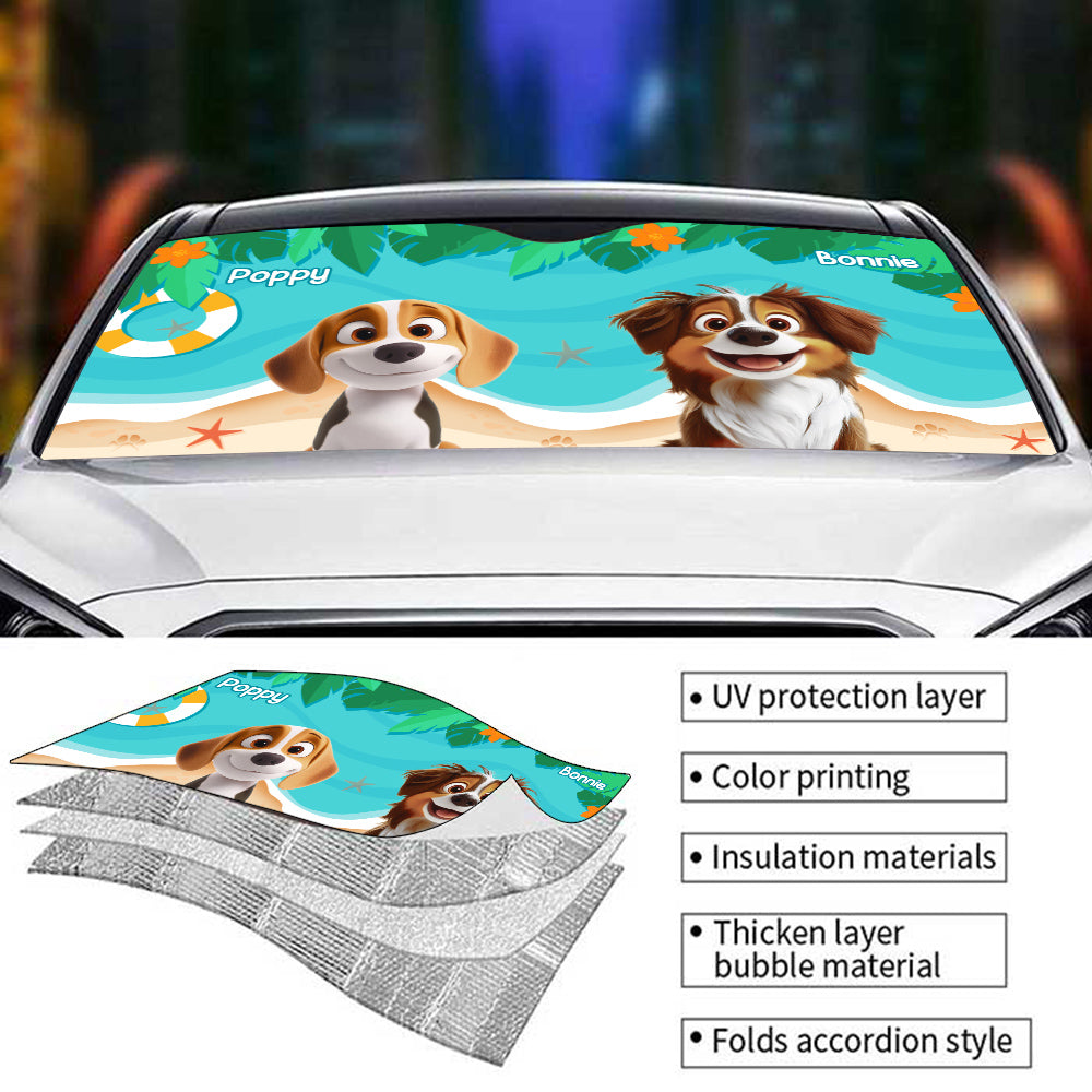 Custom Christmas Birthday Gifts Car Accessories for Dog Parents • Dog Hello Summer - Personalized Car Sunshade