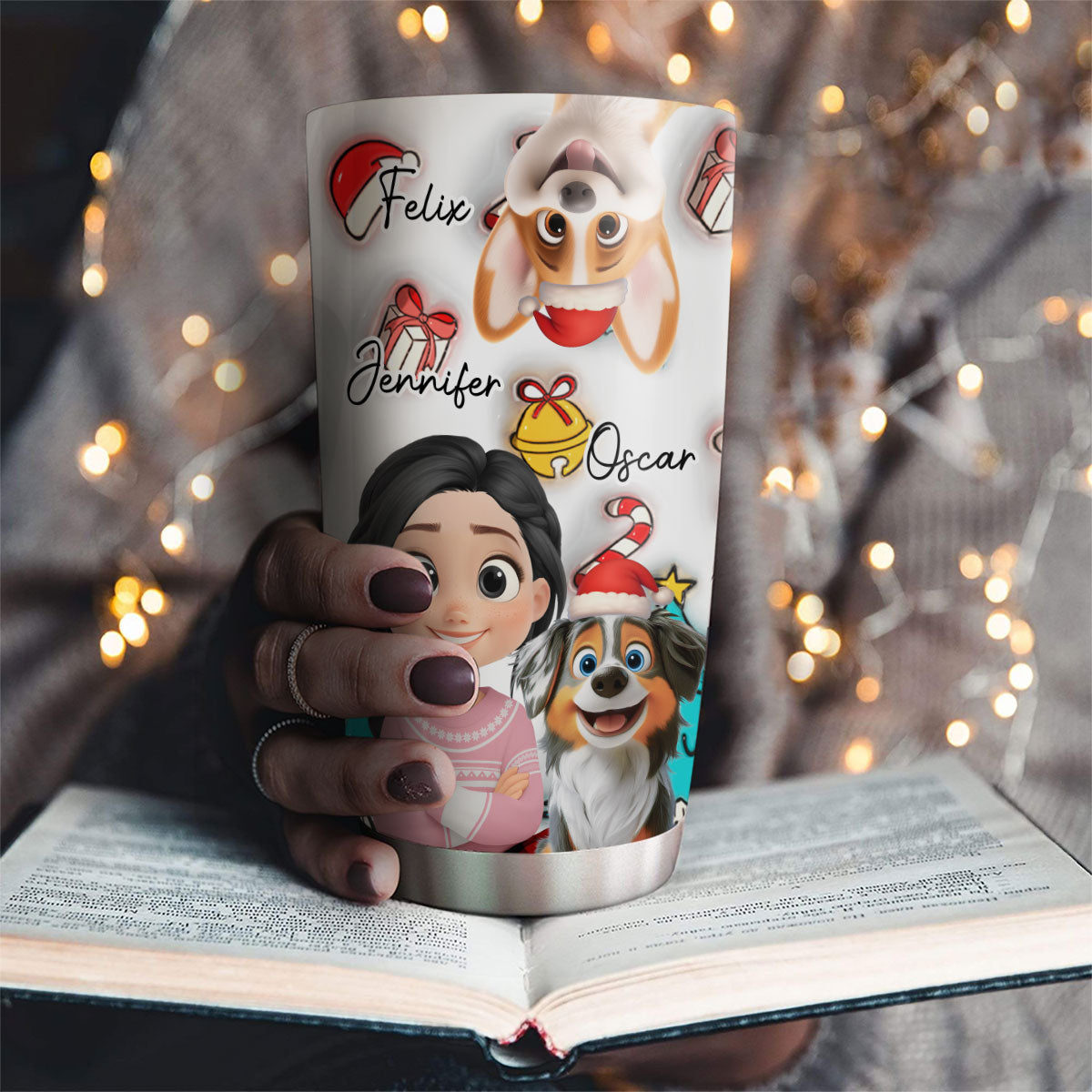 Custom Christmas Birthday Gifts For Dog Mom, Dog Lovers • Santa Is Coming To Us - Personalized Tumbler