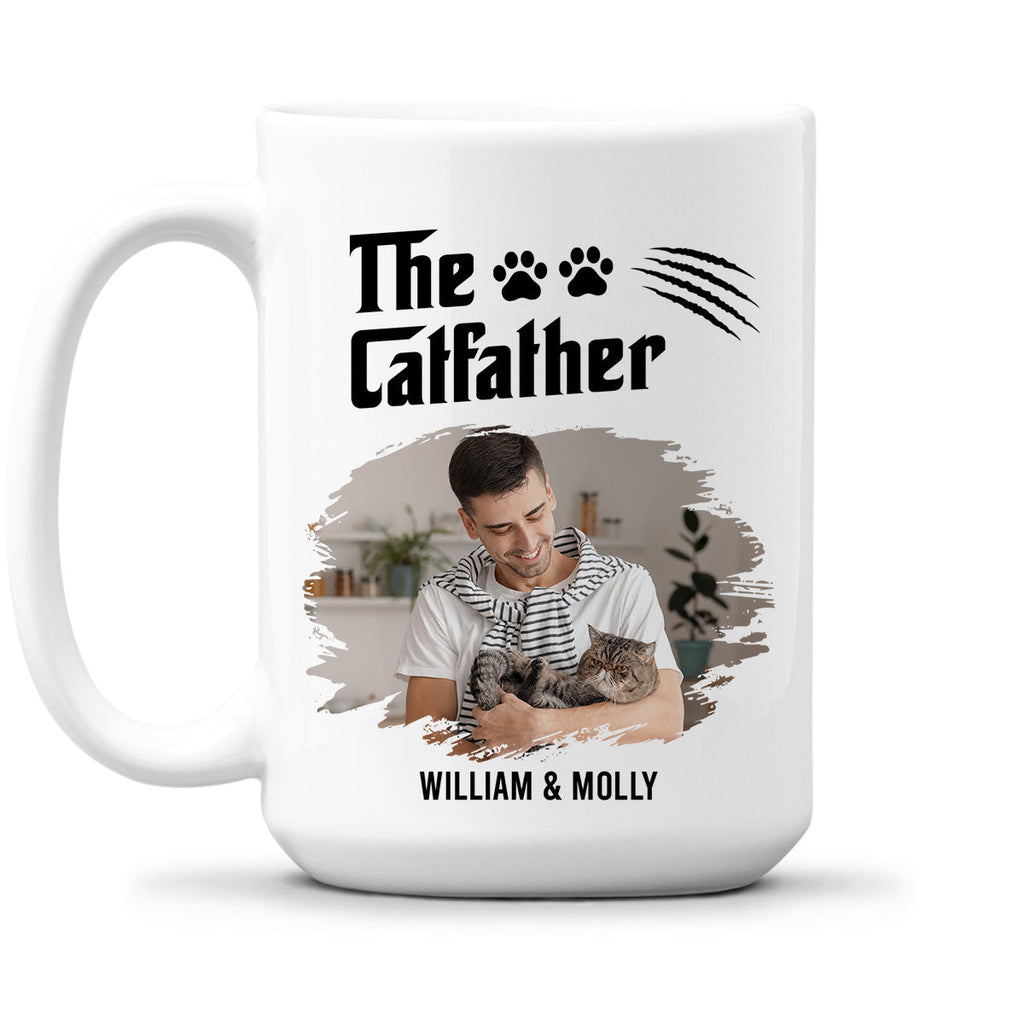 Custom Photo Father's day Birthday Gifts For Cat Dad, Cat Lovers • The Catfather Photo - Personalized Coffee Mug