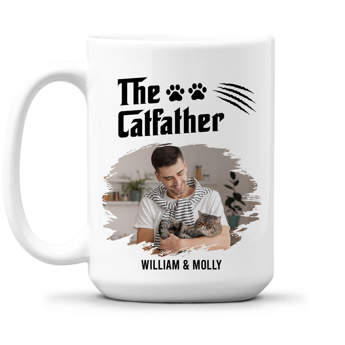 Custom Photo Father's day Birthday Gifts For Cat Dad, Cat Lovers • The Catfather Photo - Personalized Coffee Mug