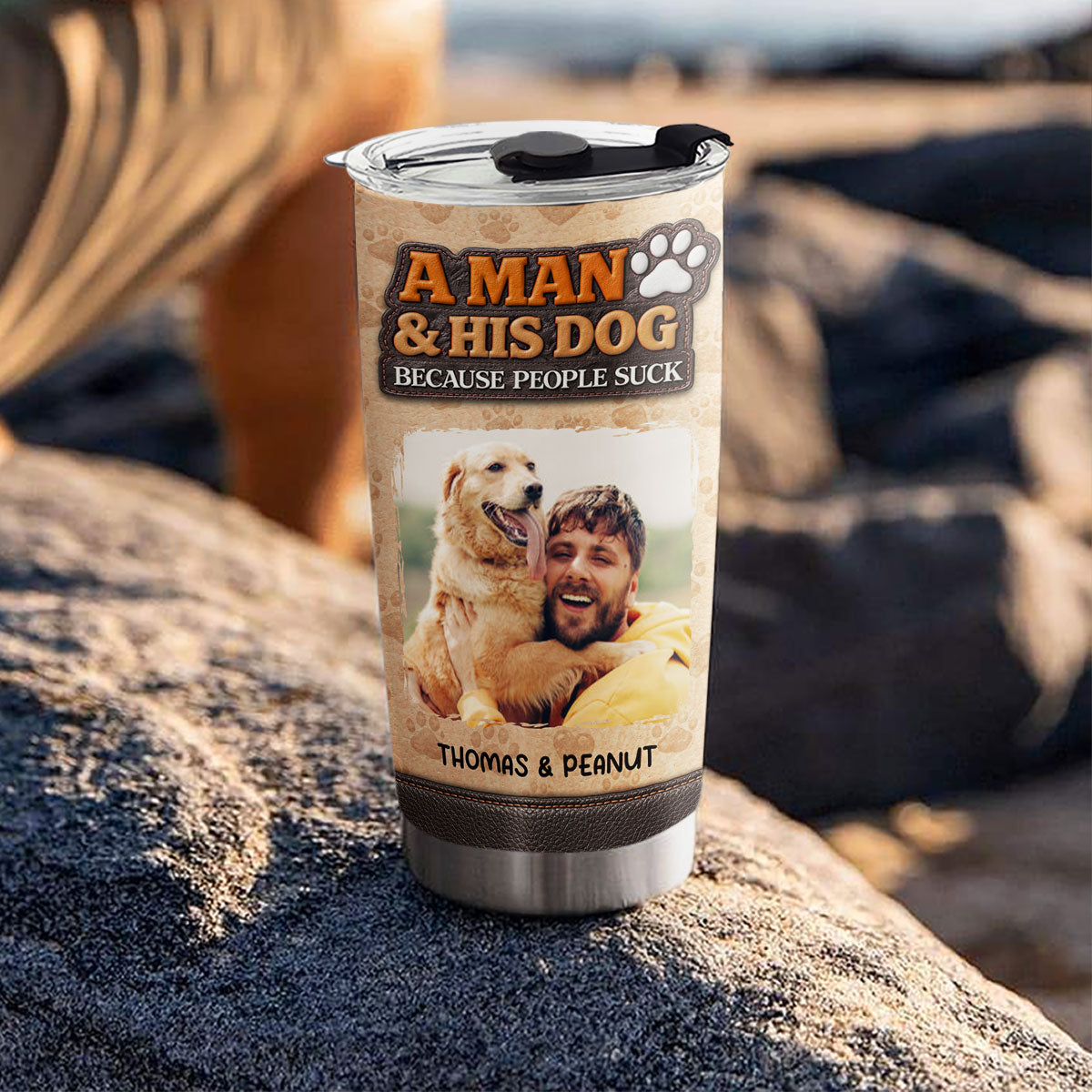 Custom Photo Christmas Birthday Gifts For Dog Dad, Dog Lovers • A Man And His Dog Thats It Photo - Personalized 3D Inflated Effect Tumbler