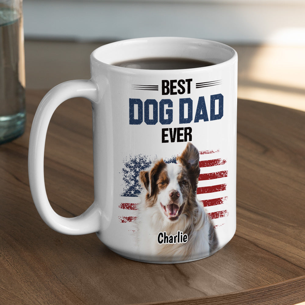 Custom Photo Father's day Birthday Gifts For Dog Dad, Dog Lovers • American Dog Dad Photo - Personalized Coffee Mug