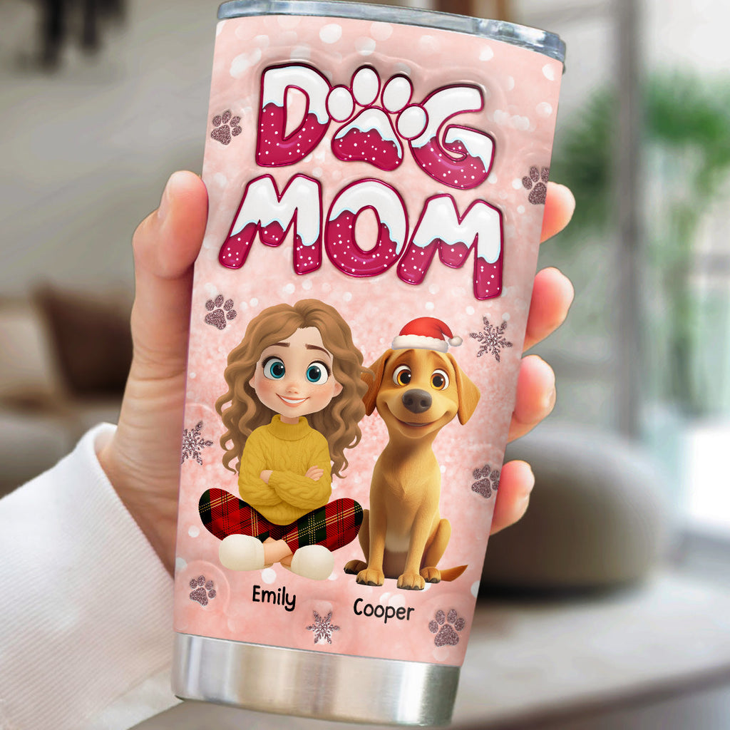Custom Christmas Birthday Gifts For Dog Mom, Dog Lovers • Christmas Is Coming To Paw - Personalized 3D Inflated Effect Tumbler