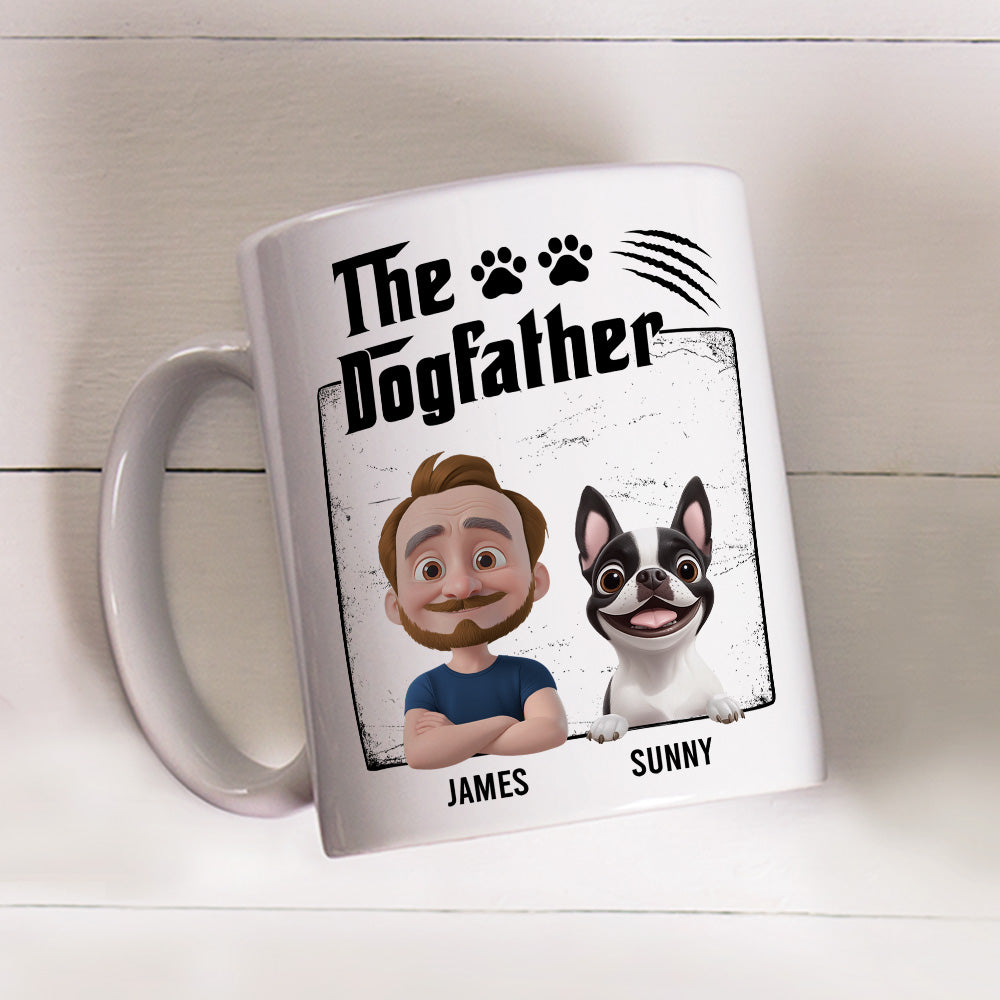 Custom Father's day Birthday Gifts For Dog Dad, Dog Lovers • The Dogfather - Personalized Coffee Mug