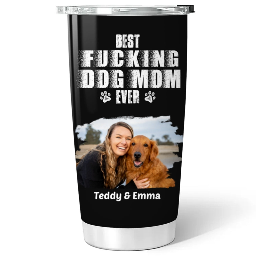 Custom Photo Christmas Birthday Gifts For Dog Mom, Dog Lovers • Best Mom Ever Photo - Personalized Tumbler