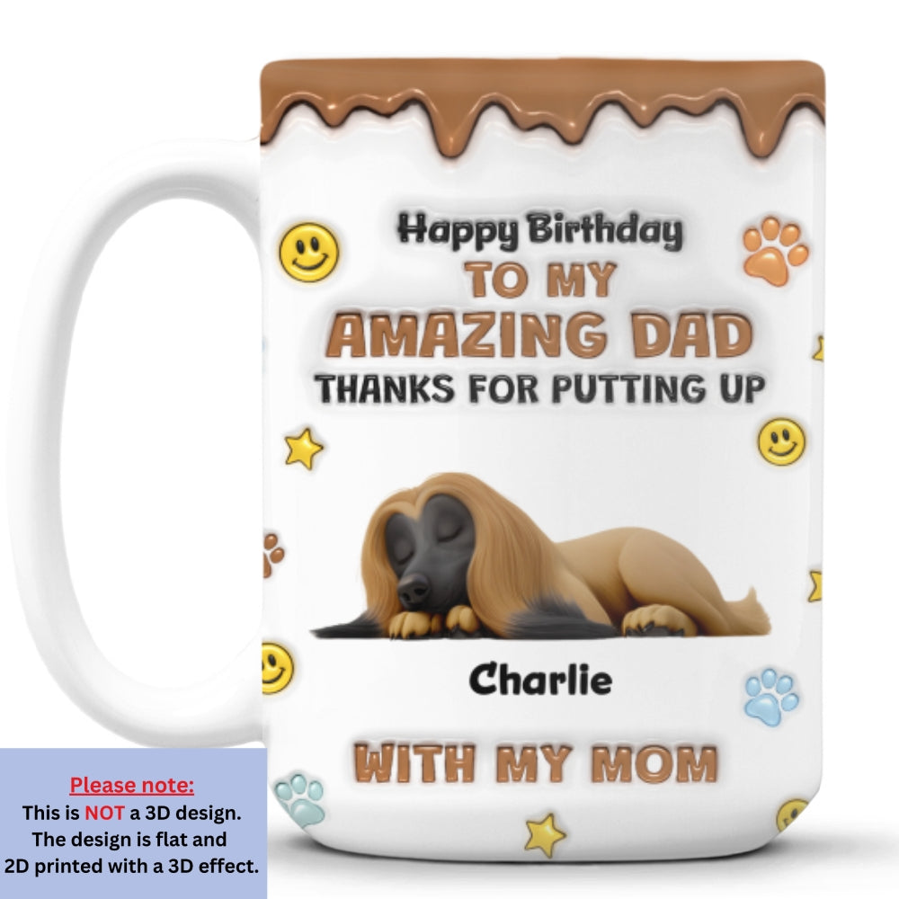 Custom Christmas Birthday Gifts For Dog Lovers • Thank You For Dad Ver Birthday - Personalized 3D Inflated Effect Mug