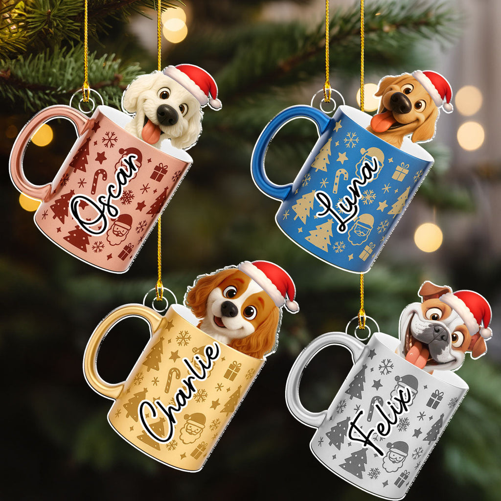 Custom Christmas Decor Home Birthday Gifts For Dog Mom, Dog Lovers • Pouring You Out - Personalized 3D Effect Acrylic Ornament