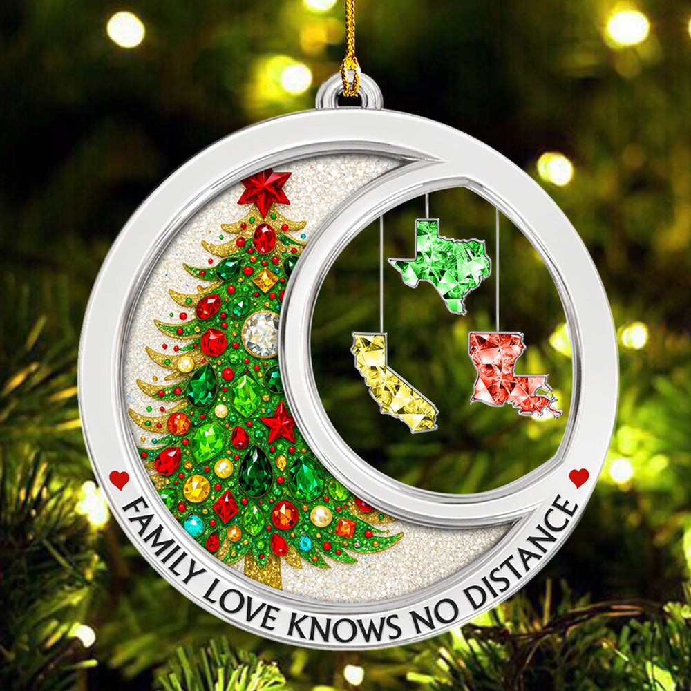 Family Love Knows No Distance Crystal - Personalized Acrylic Ornament