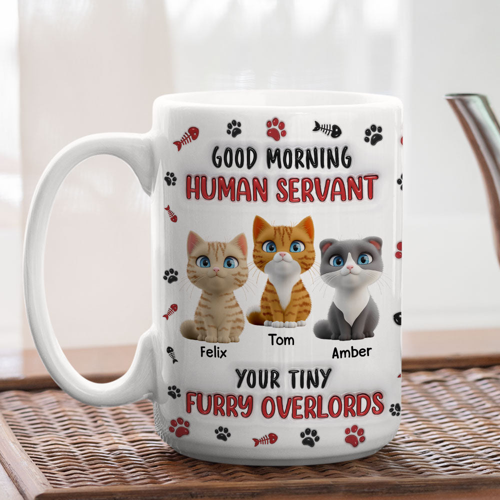 Custom Mother's day Birthday Gifts For Cat Mom, Cat Lovers • Furry Overlords - Personalized 3D Inflated Effect Mug