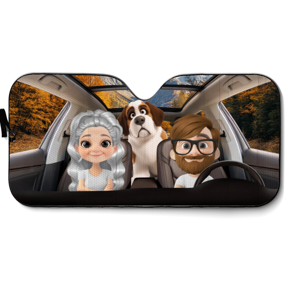 Custom Christmas Birthday Gifts Car Accessories for Pet Parents • Life Is Better With My Pet Couple - Personalized Car Sunshade