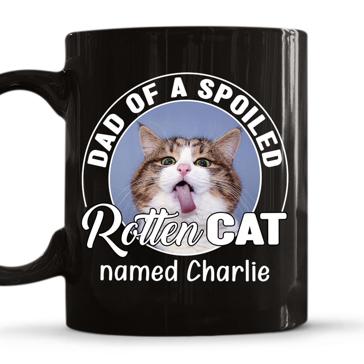 Custom Photo Christmas Birthday Gifts For Cat Lovers • Handsome Spoiled Rotten Cat Photo - Personalized Coffee Mug