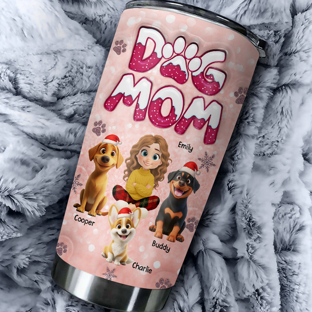 Custom Christmas Birthday Gifts For Dog Mom, Dog Lovers • Christmas Is Coming To Paw - Personalized 3D Inflated Effect Tumbler