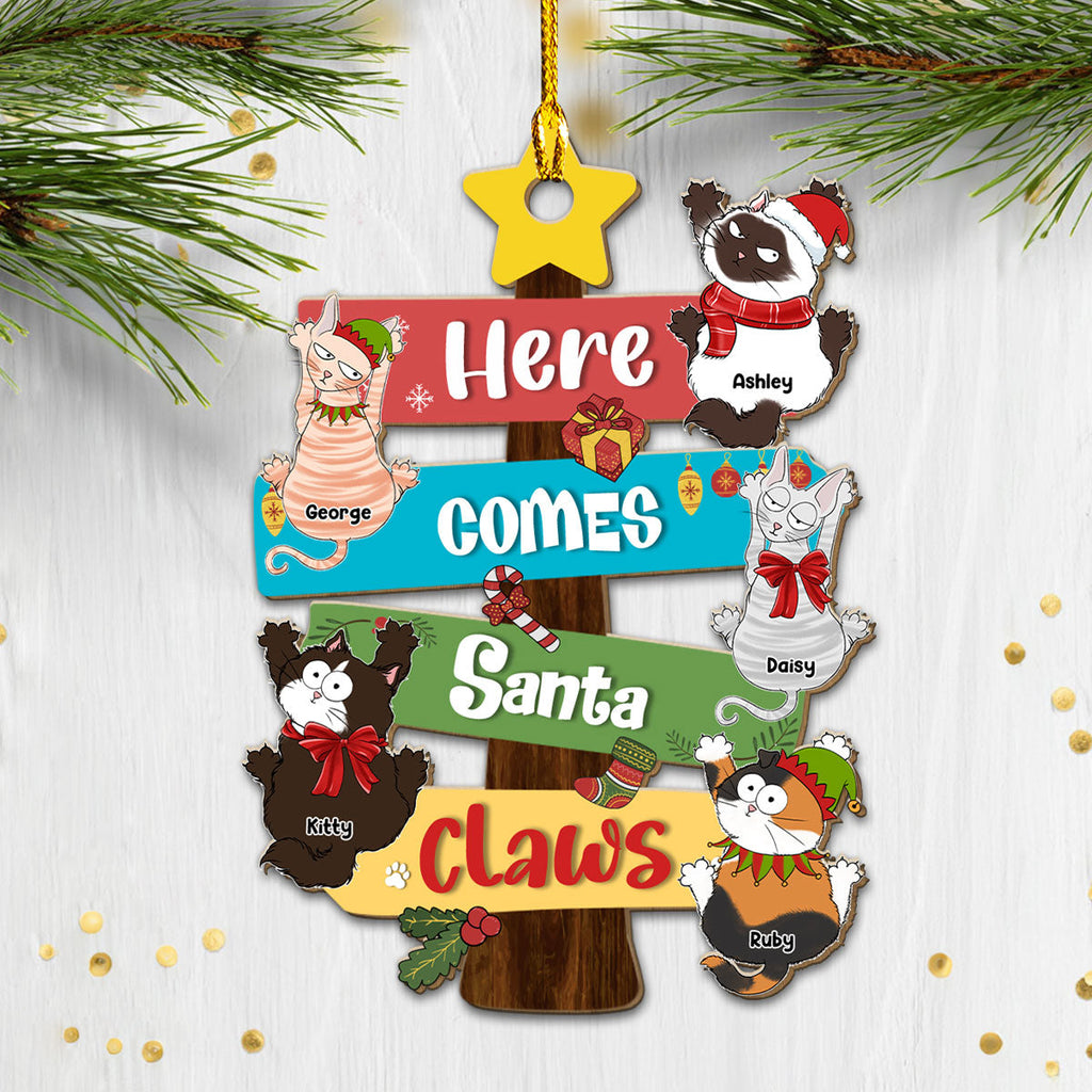 Here Comes Santa Paws - Personalized Wood Ornament