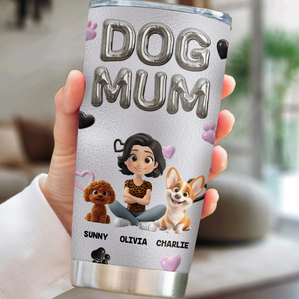Custom Christmas Birthday Gifts For Dog Mom, Dog Lovers • Bubble Dog Mom - Personalized 3D Effect Tumbler