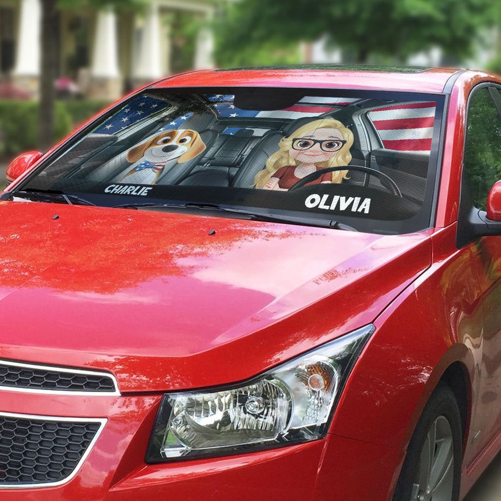 Custom Christmas Birthday Gifts Car Accessories for Dog Parents • American Dog - Personalized Car Sunshade