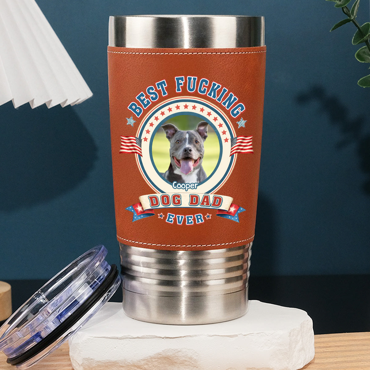 Custom Photo Christmas Birthday Gifts For Dog Lovers • Best Of The Best Photo - Personalized Leather Tumbler
