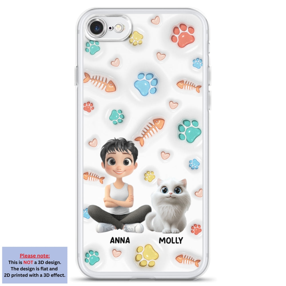 Cute Cat Mom Paw - Personalized 3D Inflated Effect Phone Case