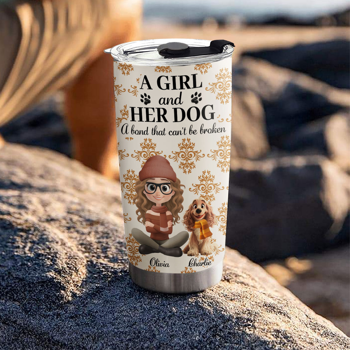 Custom Christmas Birthday Gifts For Dog Mom, Dog Lovers • Pumskin A Girl And Her Dog - Personalized Tumbler