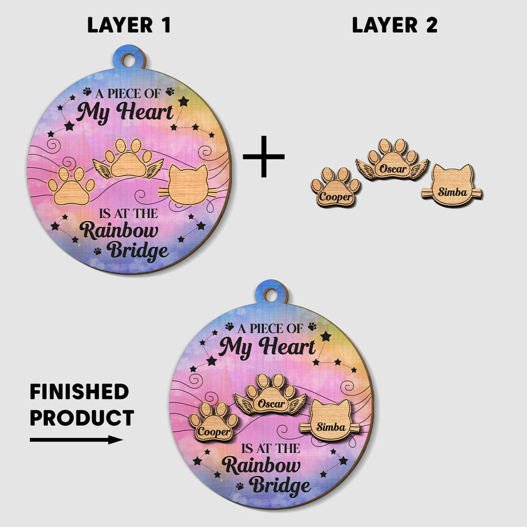 Custom Christmas Memorial Sympathy Gifts For Dogs, Cats • Dog Rainbow Bridge - Personalized Freeshape 2-Layered Wood Ornament