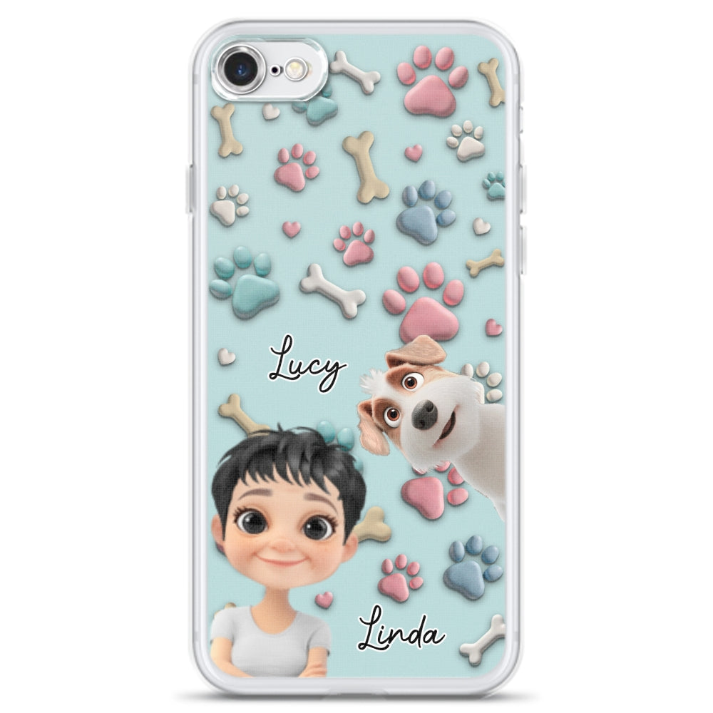 Custom Christmas Birthday Gifts For Dog Mom • Dog And Human Cartoon - Personalized Phone Case
