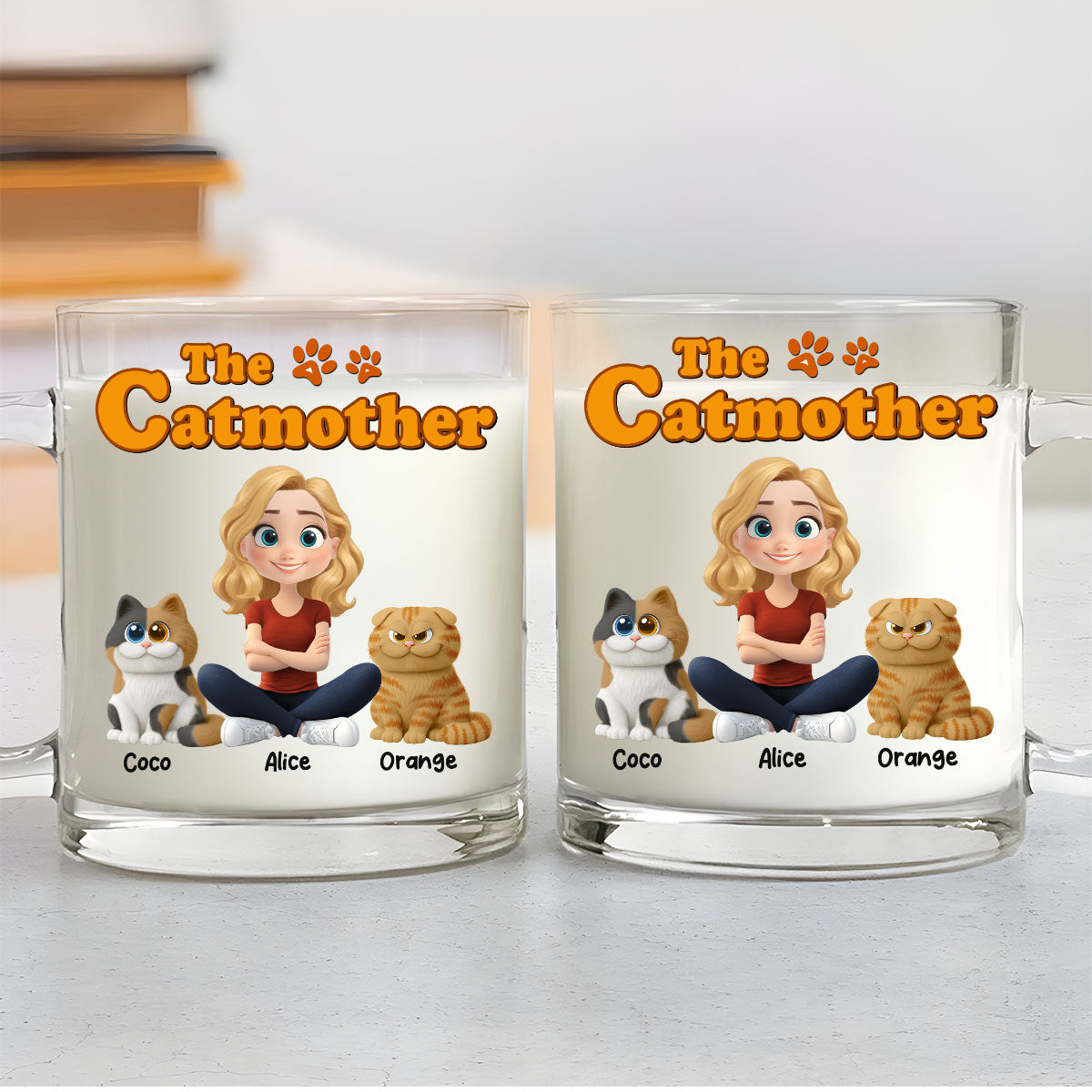 Custom Christmas Birthday Gifts For Cat Mom, Cat Lovers • Mother Funny Chunky Cat - Personalized Glass Mug