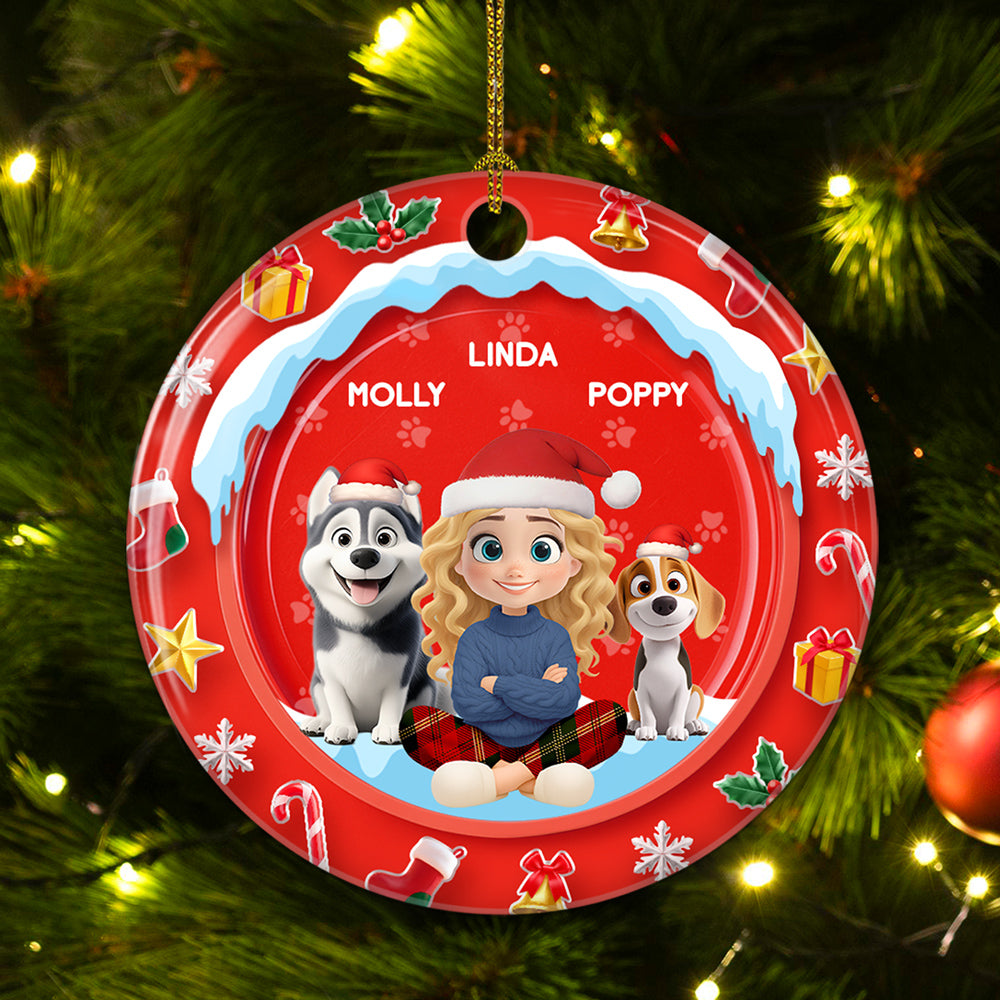 Custom Christmas Decor Home Birthday Gifts For Dog Mom, Dog Lovers • Under The Mistletoe - Personalized 3D Effect Ceramic Ornament