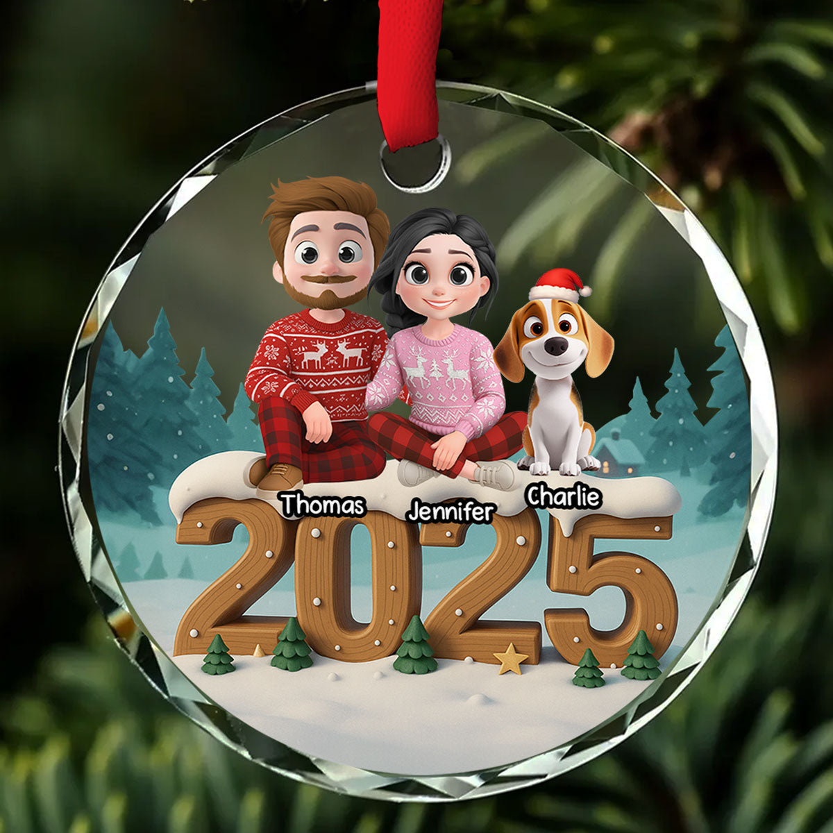 Custom Christmas Decor Home Birthday Gifts For Dog Lovers • From This Year Onwards - Personalized 3D Effect Glass Ornament