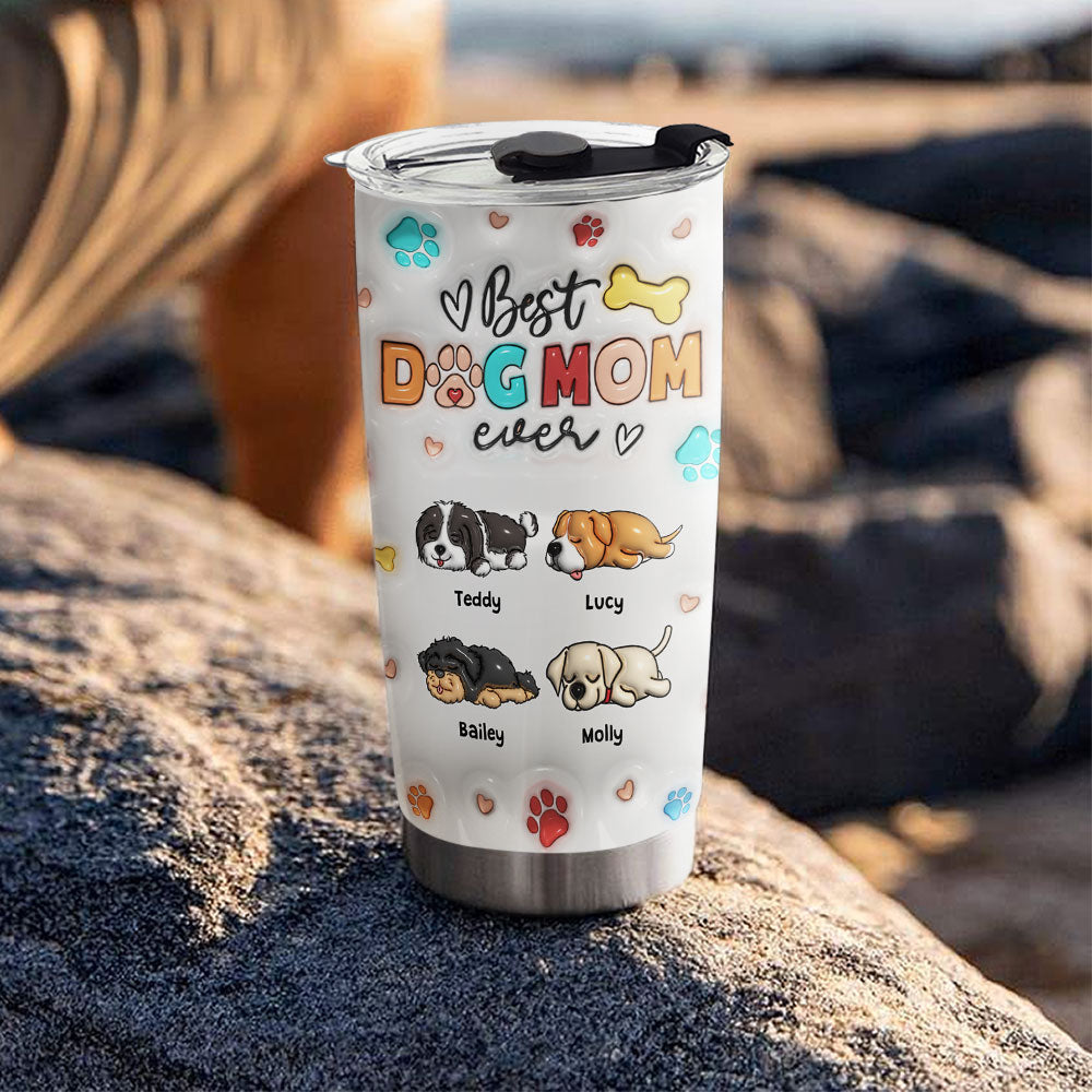 Custom Mother's day Birthday Gifts For Pet Mom, Pet Lovers • Mom Of The Dogs Ver 2 - Personalized 3D Inflated Effect Tumbler