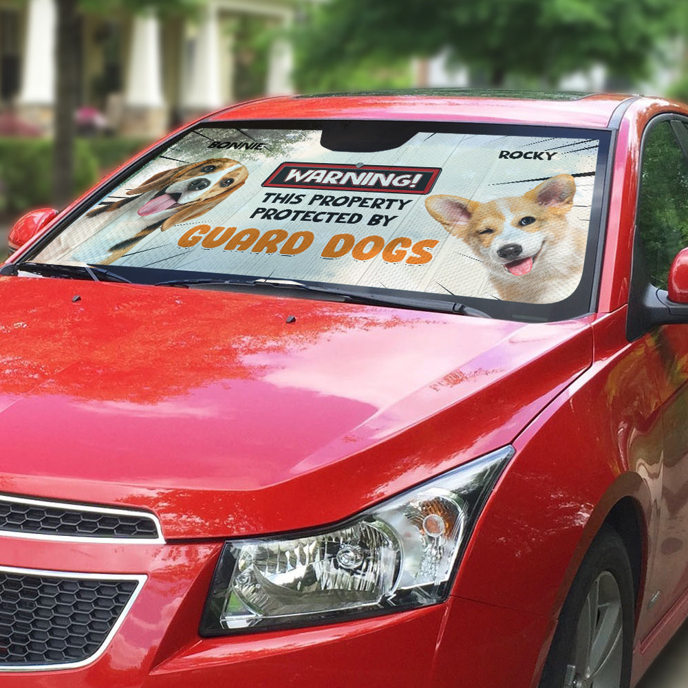 Custom Christmas Birthday Gifts Car Accessories for Dog Parents • Double The Trouble Photo - Personalized Car Sunshade