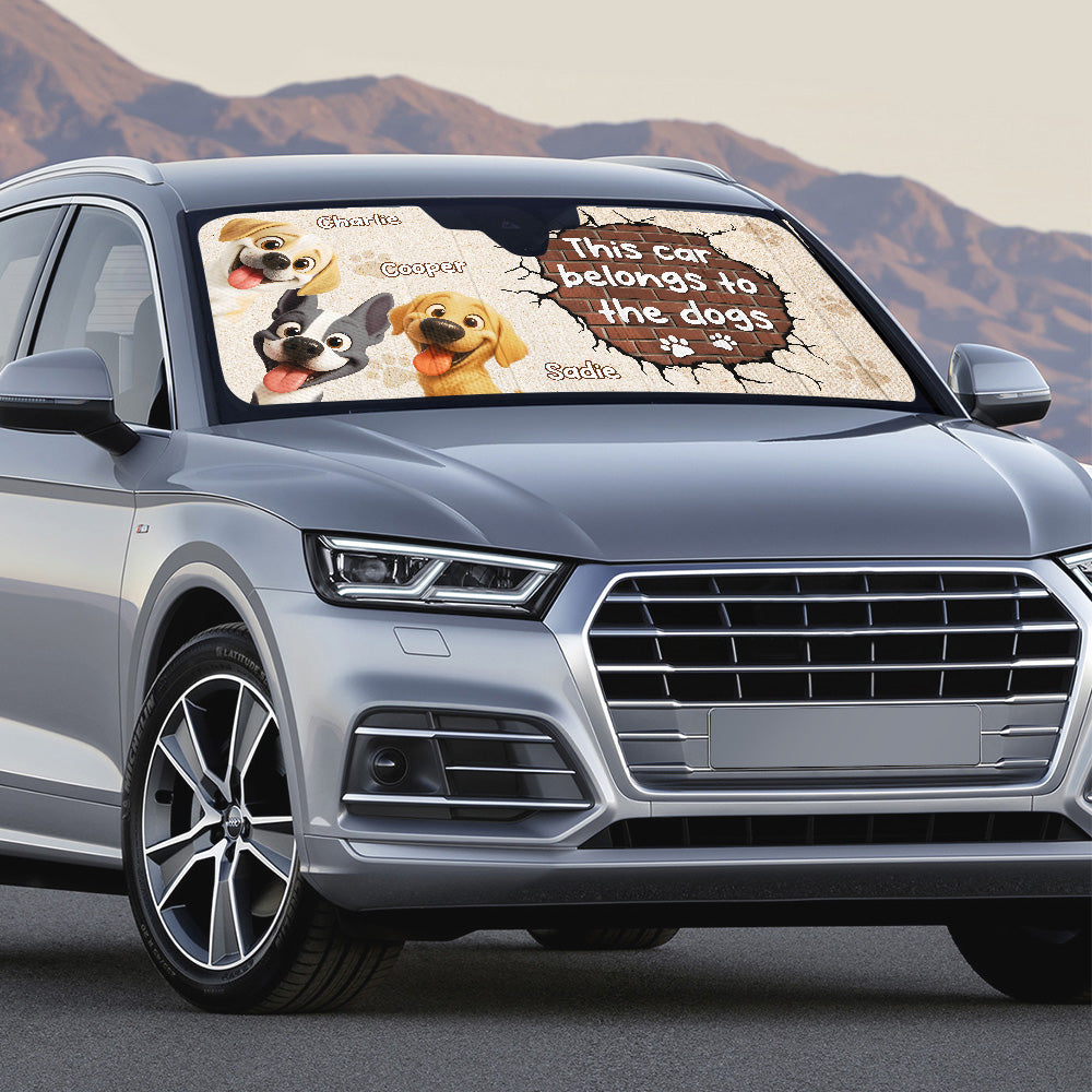This Car Belongs To Our Dogs - Personalized Car Sunshade