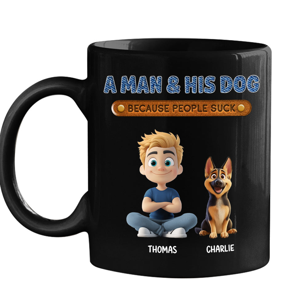 Custom Christmas Birthday Gifts For Dog Dad, Dog Lovers • A Gentleman And His Dog - Personalized Coffee Mug