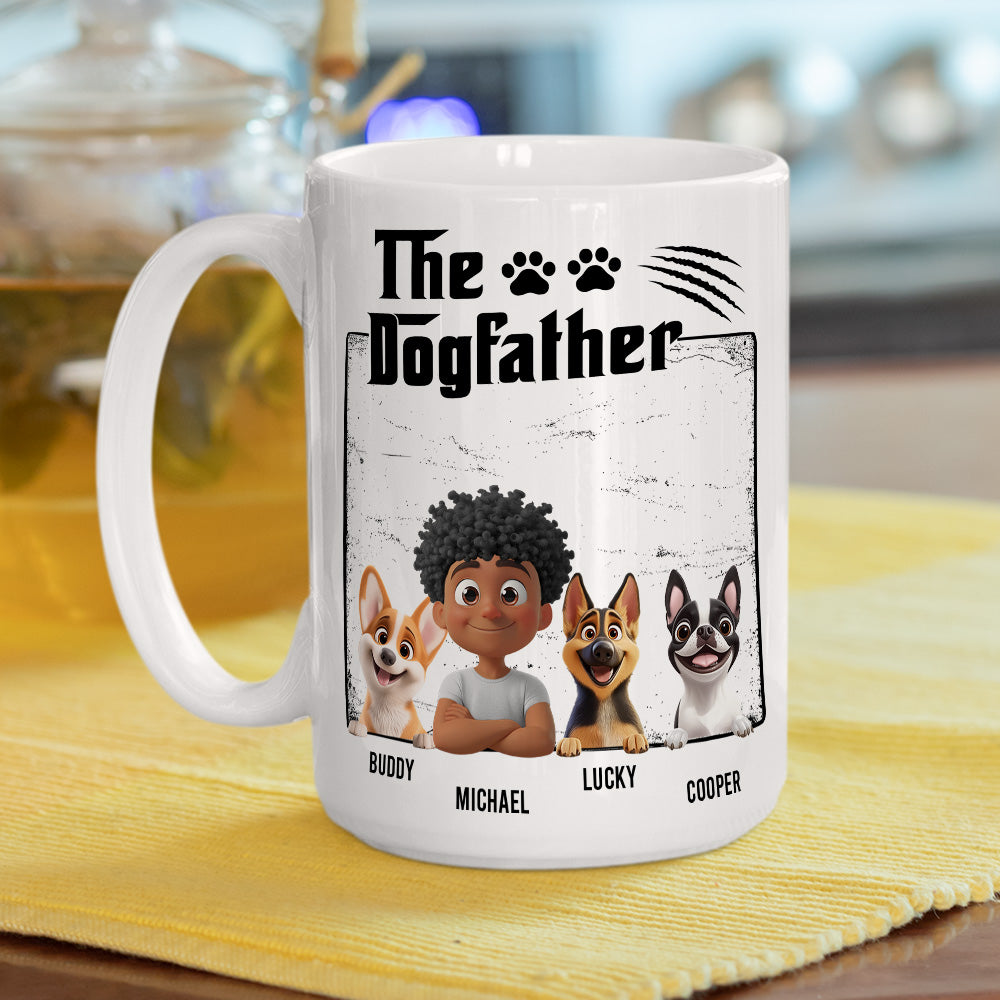 Custom Father's day Birthday Gifts For Dog Dad, Dog Lovers • The Dogfather - Personalized Coffee Mug