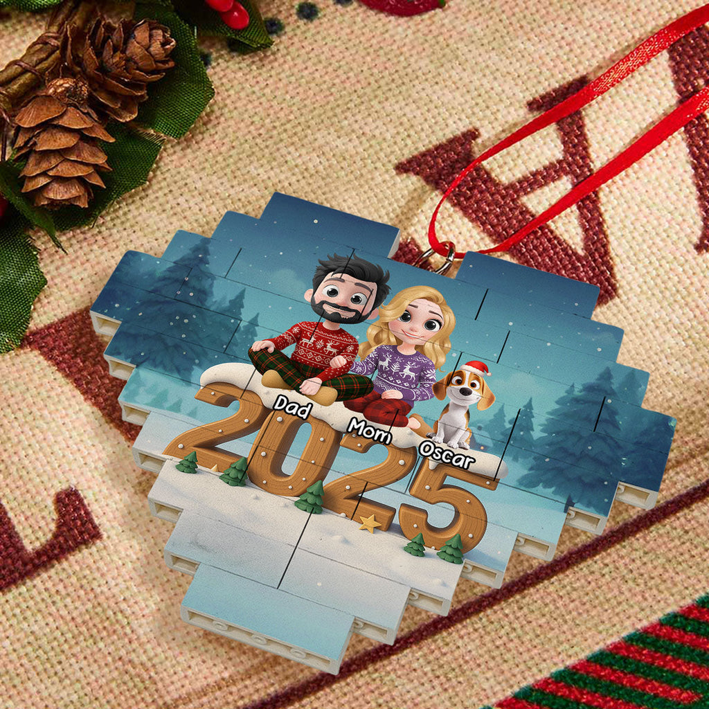 Custom Christmas Decor Home Birthday Gifts For Dog Lovers • As A Family Now Onwards - Personalized 3D Effect Heart Puzzle Ornament