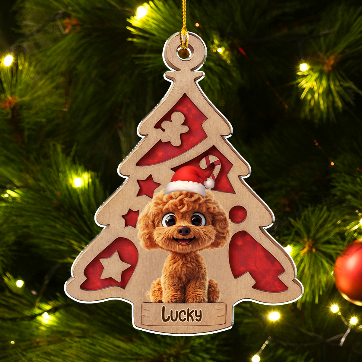 Custom Christmas Decor Home Birthday Gifts For Dog Mom, Dog Lovers • Cute Dog Christmas Tree - Personalized Acrylic Ornament