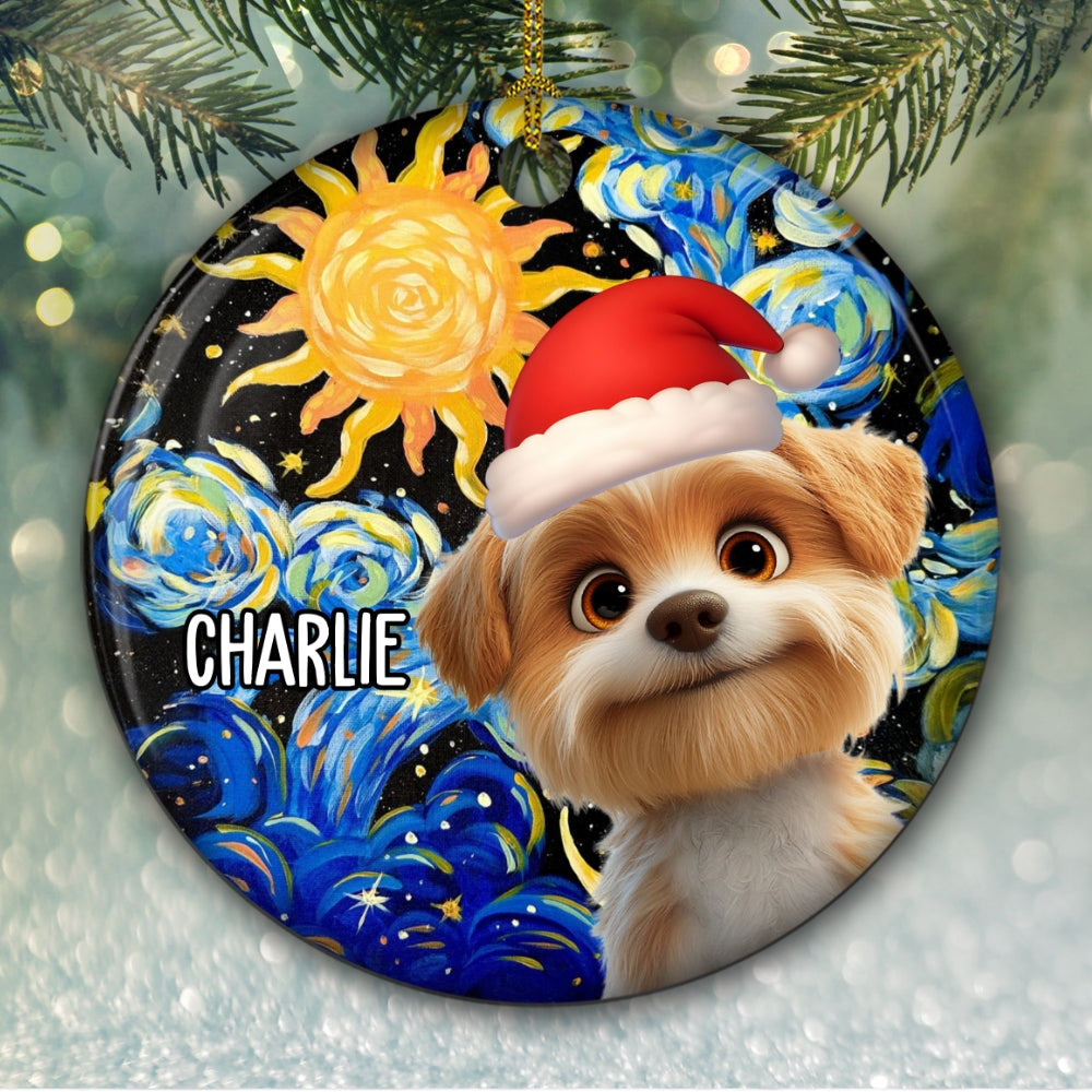 Custom Christmas Decor Home Birthday Gifts For Dog Lovers • Holy Night - Personalized Ceramic Ornament