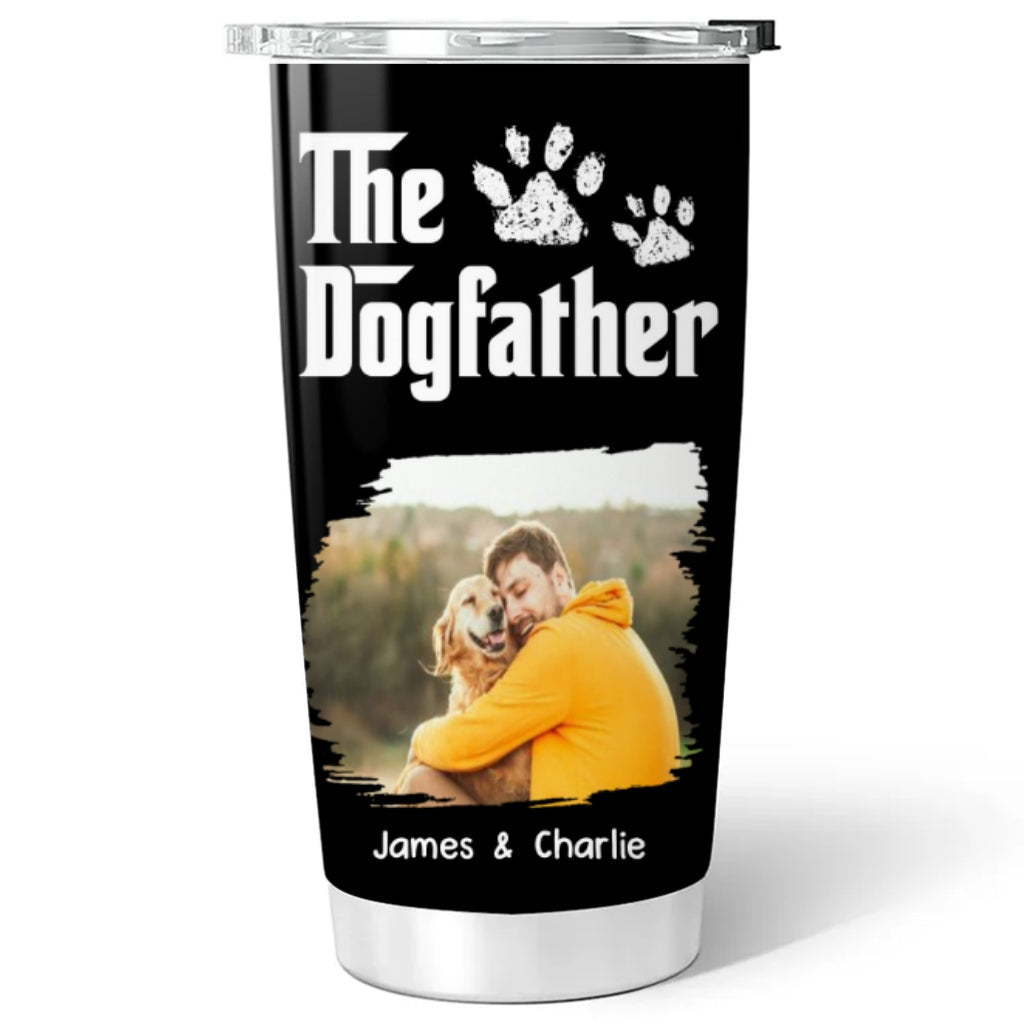 Custom Photo Father's day Birthday Gifts For Dog Dad, Dog Lovers • Cool Dog Father Ver Retro Photo - Personalized Tumbler