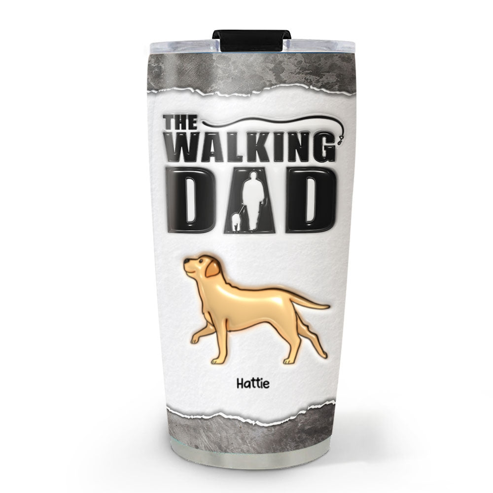 Custom Christmas Birthday Gifts For Dog Lovers • Walking With My Dad - Personalized 3D Inflated Effect Tumbler