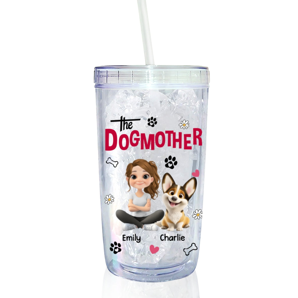 Custom Christmas Birthday Gifts For Dog Mom, Dog Lovers • The Dogmother - Personalized 14oz Plastic Tumbler