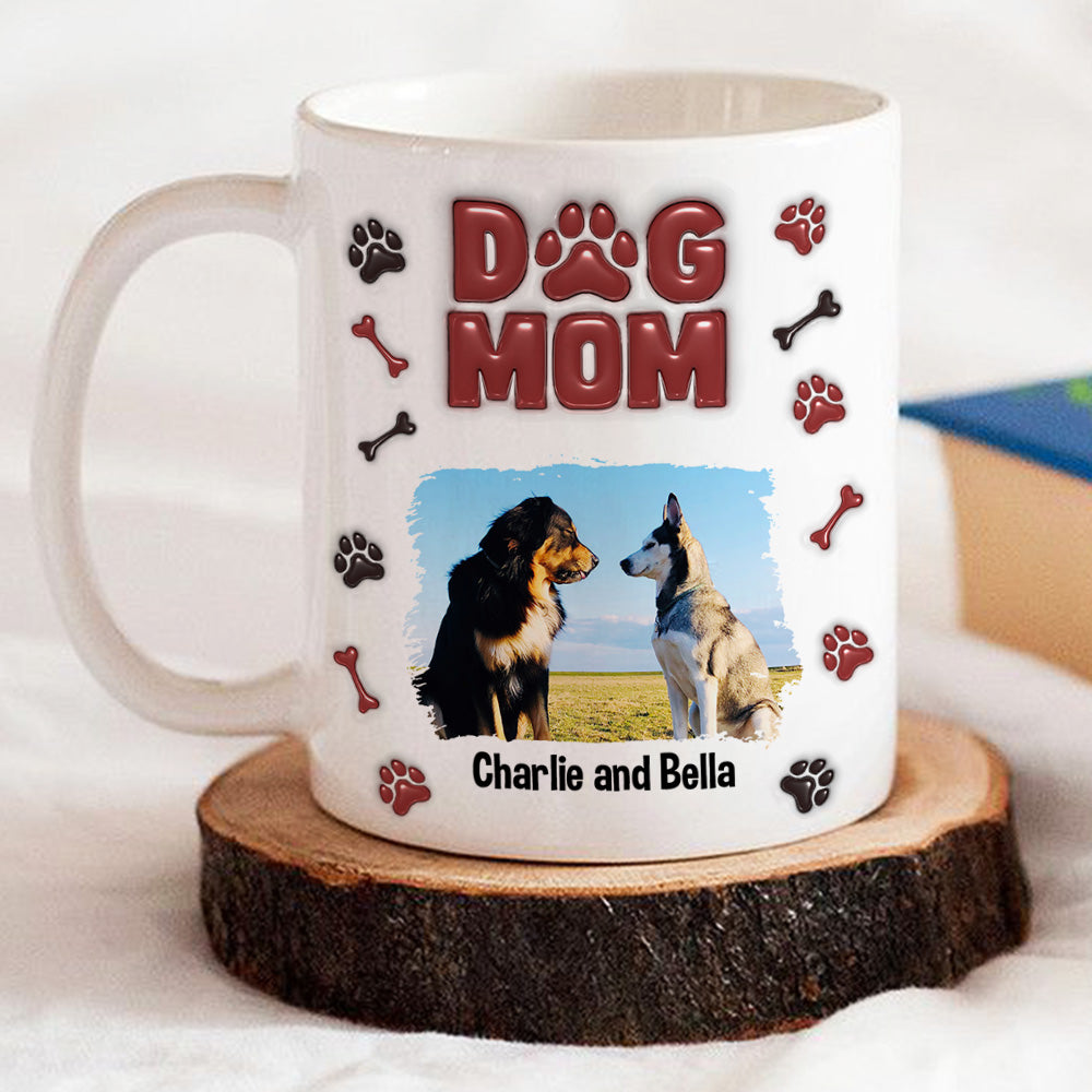 Custom Photo Christmas Birthday Gifts For Dog Mom, Dog Lovers • Lovely Dog Mama Photo - Personalized 3D Inflated Effect Mug