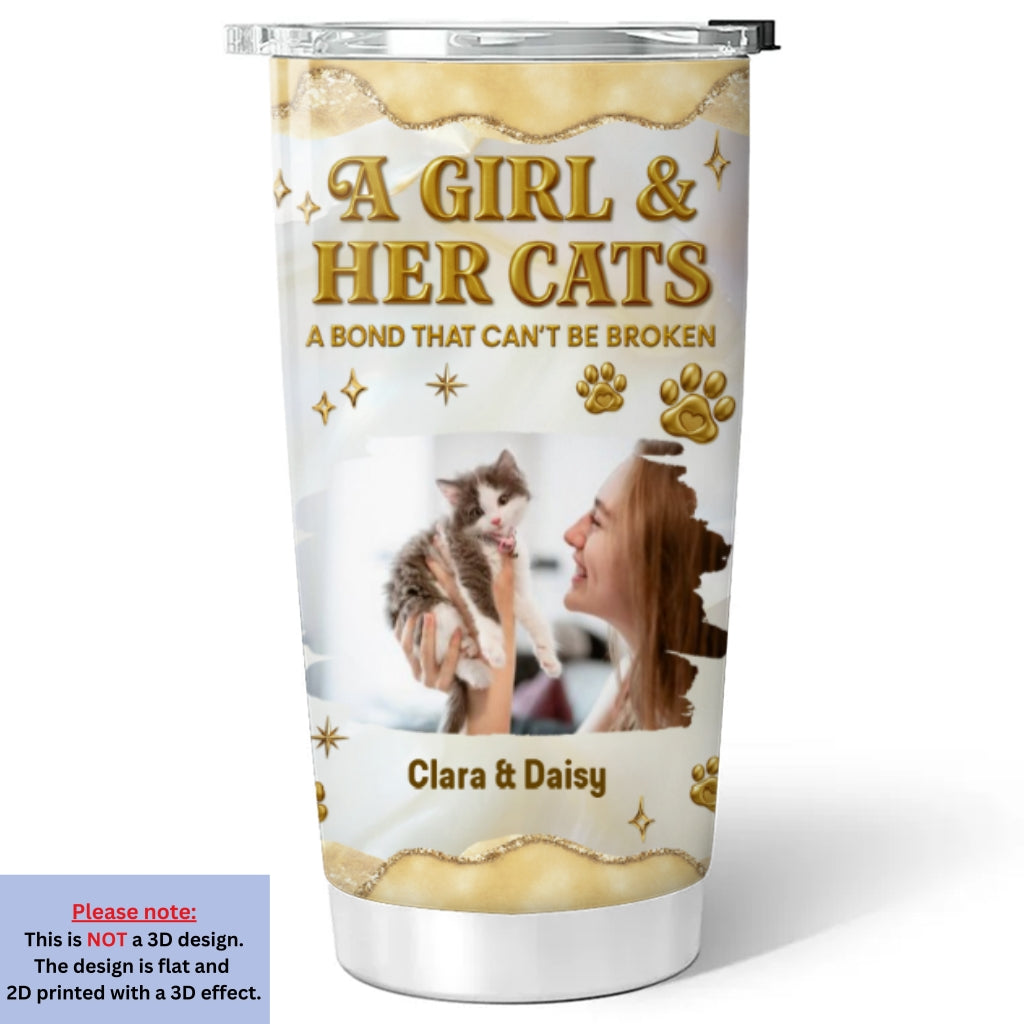 Custom Photo Christmas Birthday Gifts For Pet Mom, Pet Lovers • Girl And Pet Yellow Photo - Personalized 3D Effect Tumbler