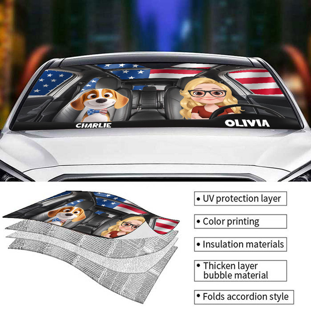 Custom Christmas Birthday Gifts Car Accessories for Dog Parents • American Dog - Personalized Car Sunshade