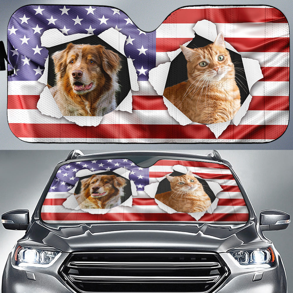 God Bless Our America Photo - Personalized Car Sunshade
